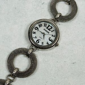 Chicos Watch Womens 33mm Mesh Chain Band Silver Tone New Battery Bracelet
